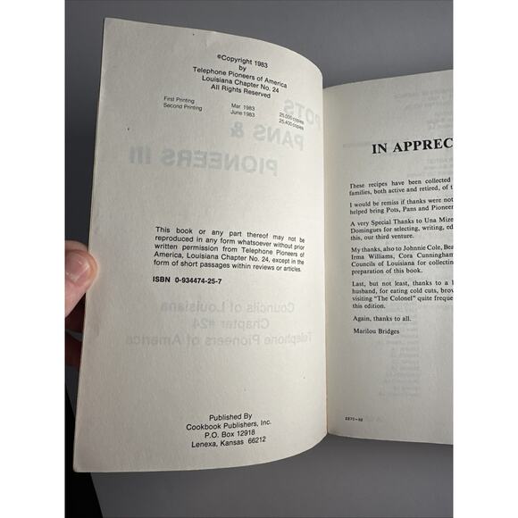 POTS PANS and PIONEERS III VOL 3 COOKBOOK Louisiana Chapter 24 Telephone America - Picture 8 of 10